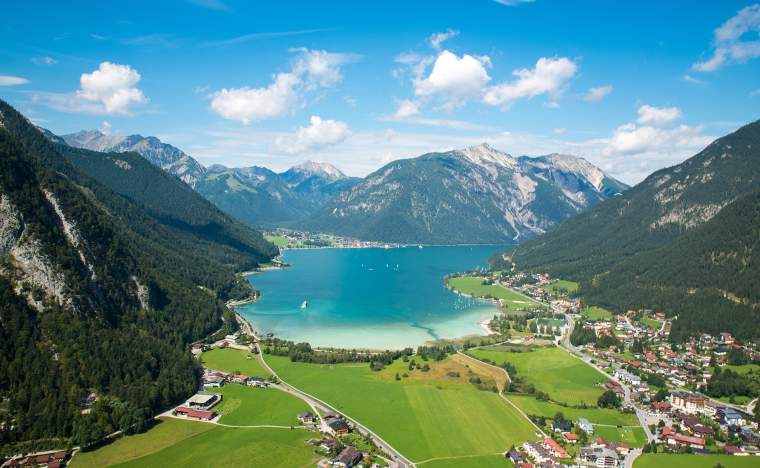Aerial-view-from-Achensee-in-Tyrol-Austria-Achensee-bird-view