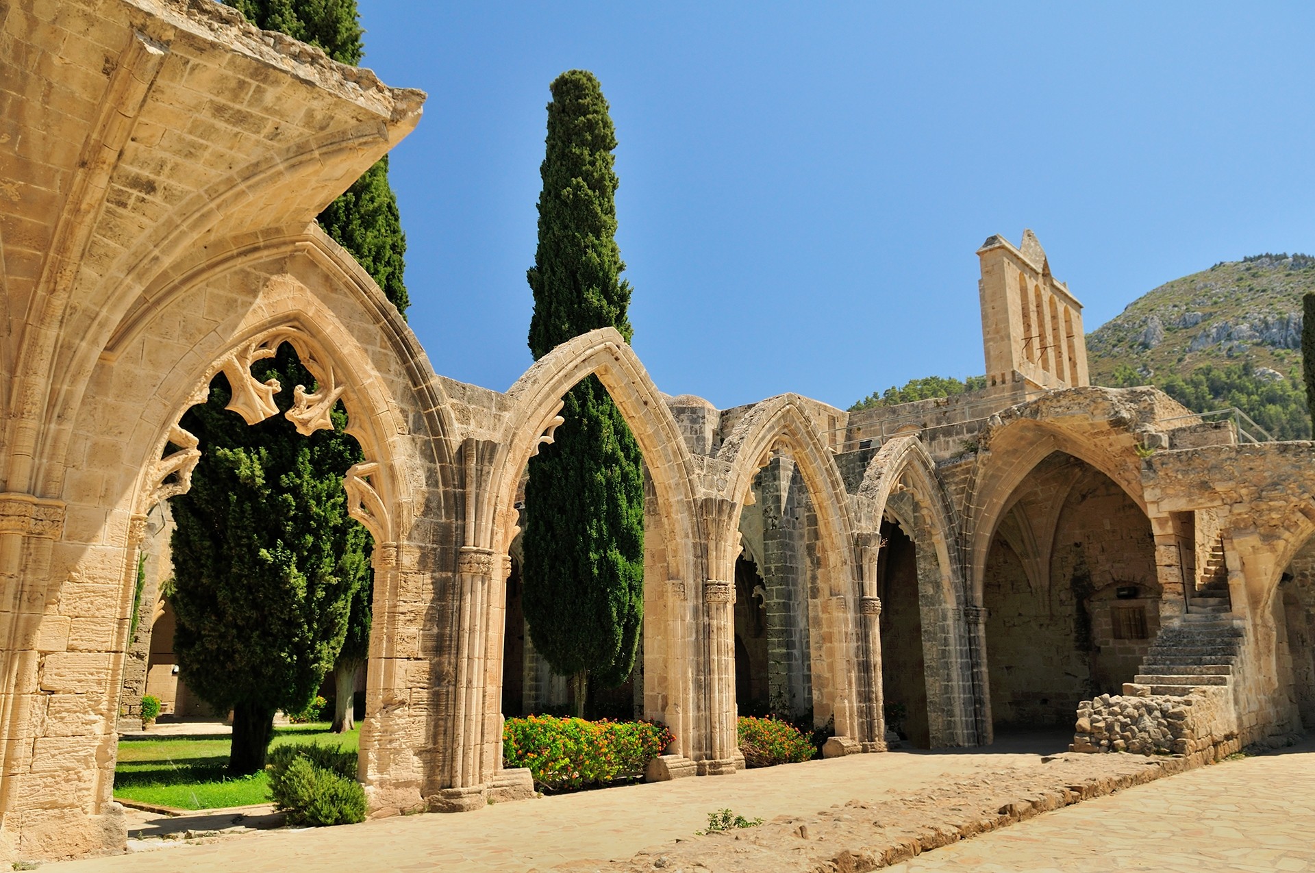 Bellapais Abbey Monastery in Kyrenia Turkish side of the island of Cyprus