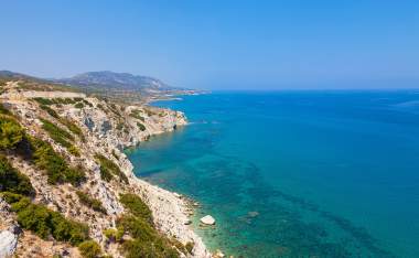 Beautiful turquois water and rocky coastline in Northern Cyprus