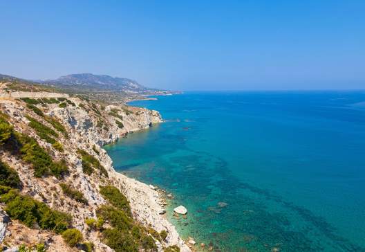 Beautiful turquois water and rocky coastline in Northern Cyprus
