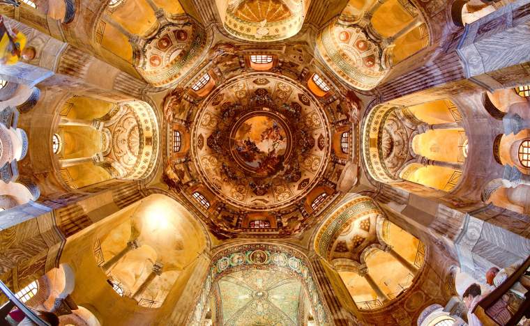 Ancient Byzantine mosaic in the basilica of San Vitale in Ravenna Italy