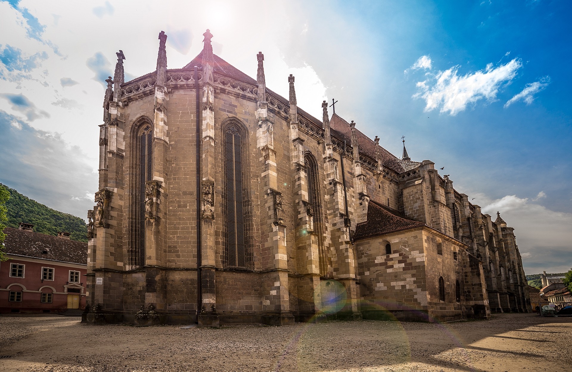 Large gothic building of the Black Church in Brasov Romania