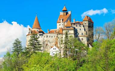 Bran castle and spring landscape Transylvania Romania