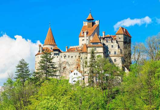 Bran castle and spring landscape Transylvania Romania