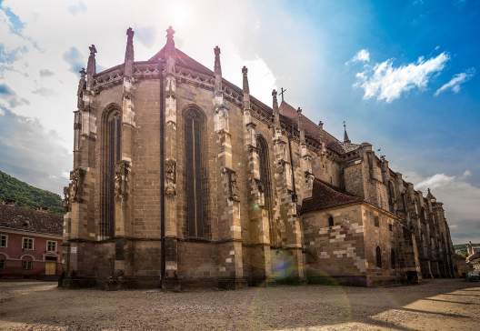 Large gothic building of the Black Church in Brasov Romania