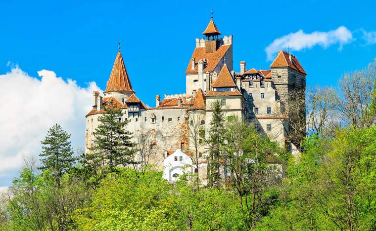 Bran castle and spring landscape Transylvania Romania