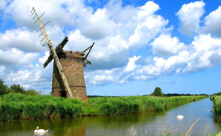 A-Ruined-Windmill-in-the-Norfolk-Broads-England