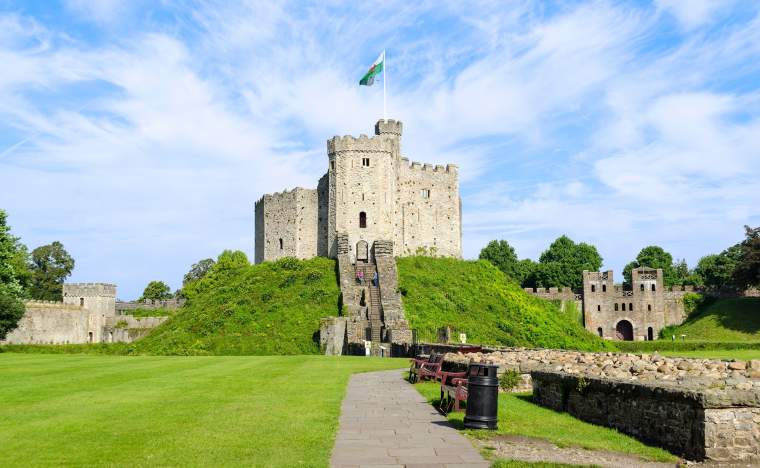 Exterior-of-Cardiff-Castle-Wales-United-Kingdom