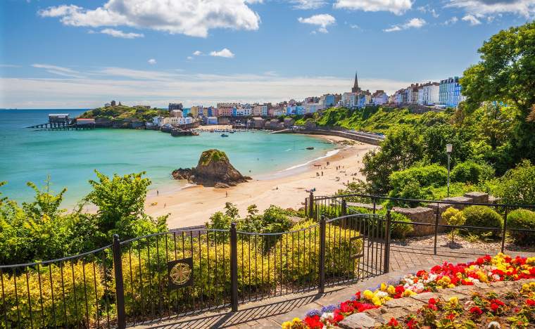 Tenby Beach and Park Pembrokeshire Wales UK